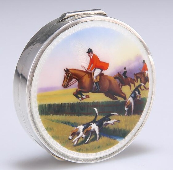 A SILVER AND ENAMEL COMPACT, import marks, TK &