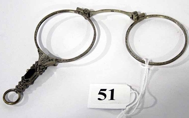 A PAIR OF GERMAN 835 SILVER AND MARCASITE LORGNETTE