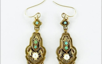 A Pair of Etruscan Revival Earrings.