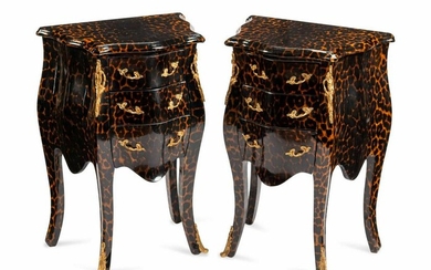A Pair of Louis XV Style Gilt-Metal-Mounted Lacquered