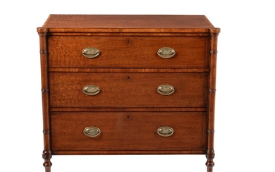 A Regency mahogany and satinwood banded chest of drawers