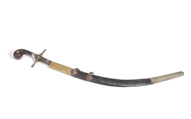 A Saudia Arabian sword Kilij without scabbard. Grip in horn? straight guard...
