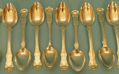 A Set of 10 Victorian Scottish Silver Dessert Spoons,...