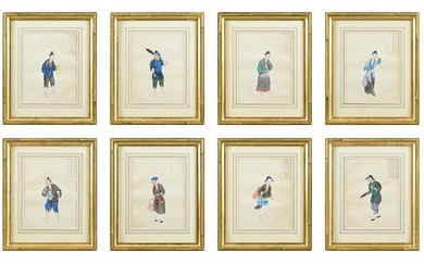 A Set of eight Chinese gouache paintings on paper