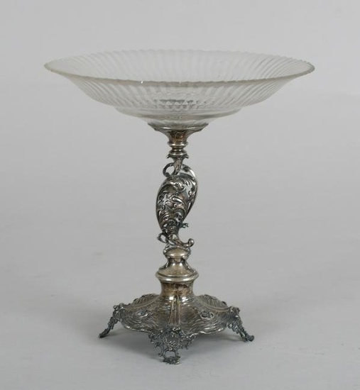 A Silver and Cut Crystal Centerpiece