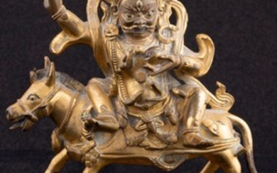 A Sino-Tibetan gilt bronze figure of Palden Lhamo, 18th/19th century....