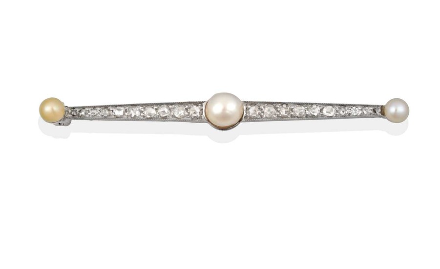 A Split Pearl and Diamond Brooch