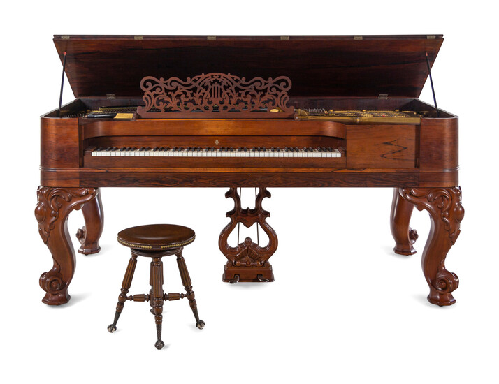 A Steinway and Sons Rosewood Square Piano