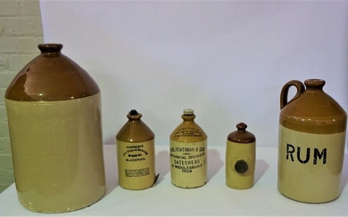 A Stoneware Bottle, Inscribed for Fentimens and bears date 1929, and four further bottles