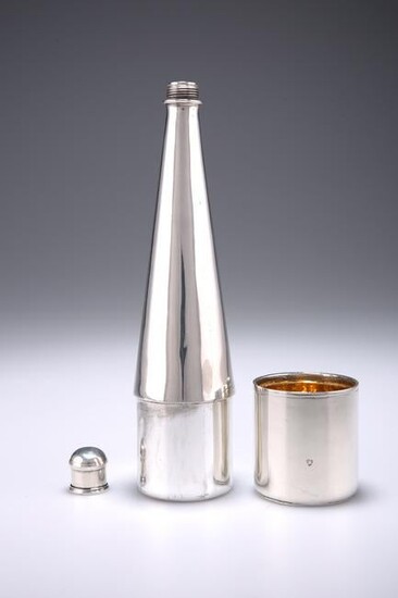A VICTORIAN SILVER SPIRIT FLASK, London 1849, tapering