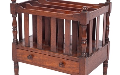 A Victorian mahogany Canterbury, mid 19th century; with open...