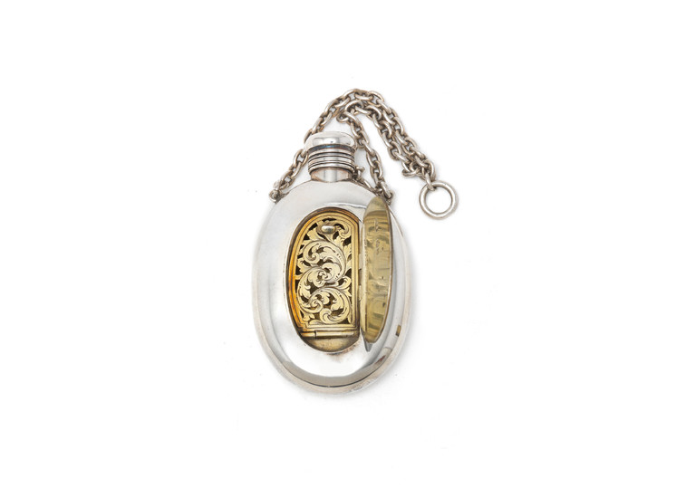 A Victorian novelty silver vinaigrette and scent bottle
