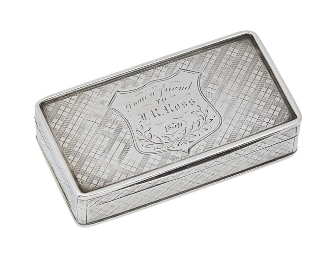 A Victorian silver snuff box, Birmingham, c.1838,...