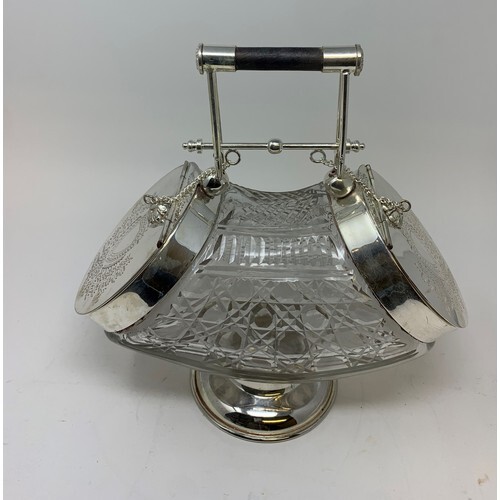 A Victorian style glass biscuit box, with plated mounts, 28....
