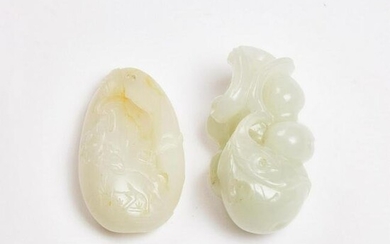A White Jade 'Double-Gourd' Pendant, Together With a