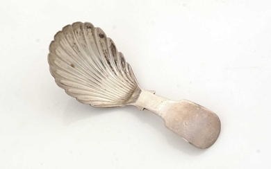 A William IV silver Provincial caddy spoon.