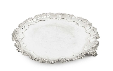 A William IV silver salver, with shaped foliate and scroll...