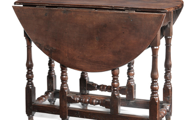 A William & Mary joined solid yew-wood gateleg table, circa 1700