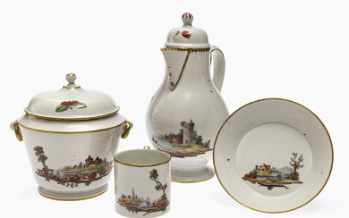 A coffee pot, sugar bowl and cup with saucer - Niderviller, 1774 - 1789