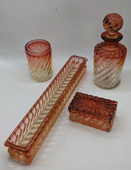 A collection of Baccarat rose twist glass, stamps and