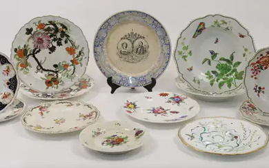 A collection of English porcelain plates and dishes, 19th century, to include...