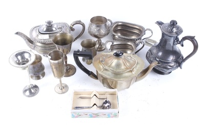 A collection of silver plated items and metalware.
