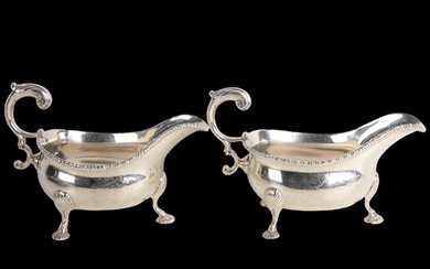 A fine pair of George II silver sauce boats, Robert Innes, L...