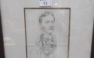 A framed and glazed pencil drawing of G.Royle Knowles as...