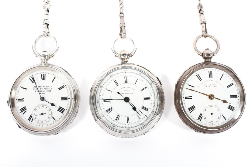 A group of three late 19th/early 20th century silver cased open faced pocket watches