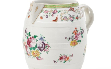 A large Chinese Export Famille Rose porcelain cider jug