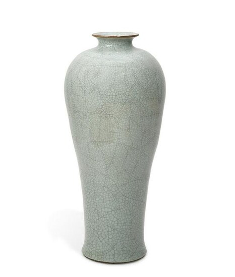 A large Chinese celadon porcelain meiping vase