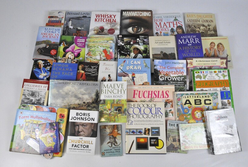 A large quantity of autobiographies and reference books regarding cooking and photography