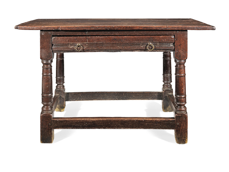 A mid-17th century joined oak side table, English, circa 1650