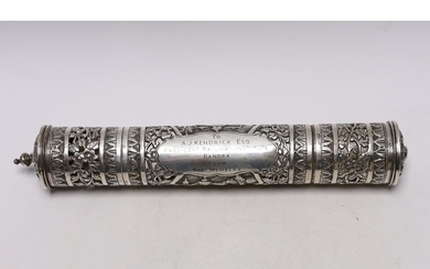 A mid 20th century Indian pierced white metal presentation s...
