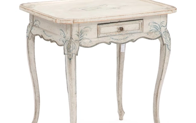 A painted Danish Rococo style tray-table. Late 19th century. H. 73 cm....