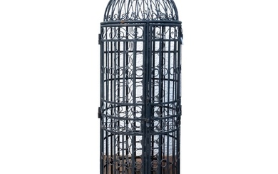 A painted wrought iron wine cage, second half 20th century; ...