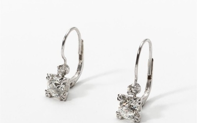 A pair of 14 carat white gold and...