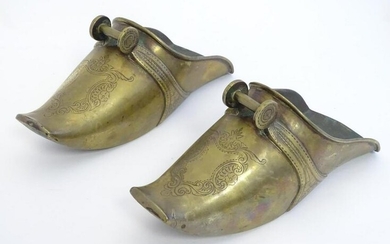 A pair of 19thC South American brass horse riding