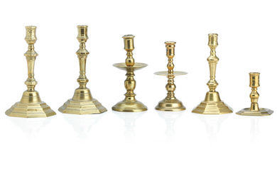 A pair of French brass candlesticks Circa 1750