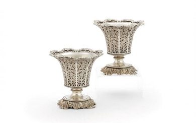 A pair of Ottoman silver spoon holders (sakizlik)