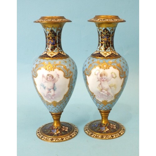 A pair of late-19th century Continental porcelain and champl...