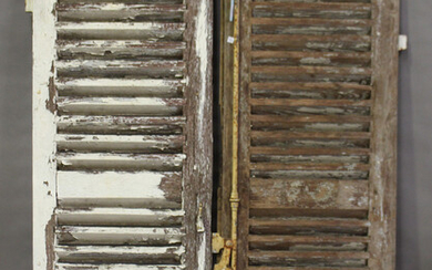 A pair of late 19th/early 20th century white painted oak French louvre shutter doors, each door 155c