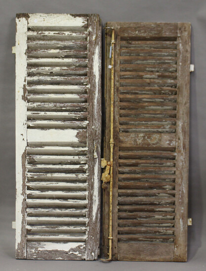 A pair of late 19th/early 20th century white painted oak French louvre shutter doors, each door 155c