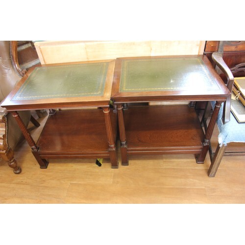 A pair of reproduction mahogany American style two tier occa...