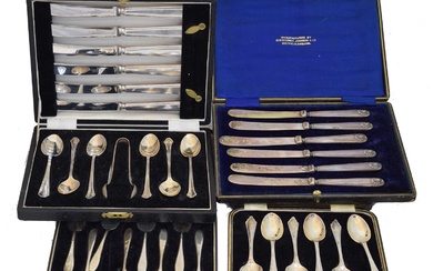 A selection of cased silver flatware