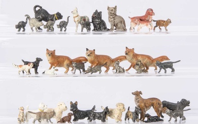 A selection of metal cats and dogs by various makers including Crescent toys and Pixyland comprising rare John Hill Terriers (3)