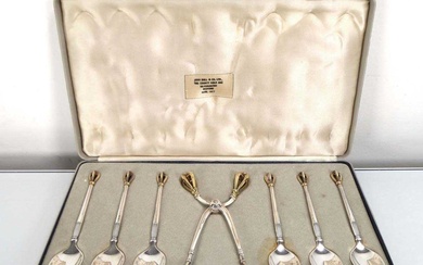 A set of six Danish silver and parcel gilt teaspoons...