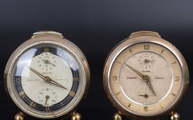 A set of vintage alarm clock Junghans Silentic Trivox desk clock