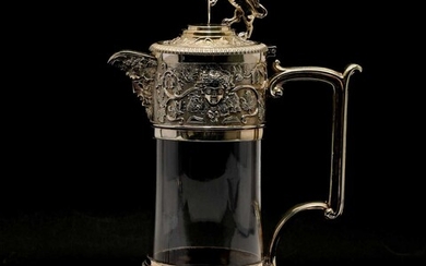 A silver-plated claret jug