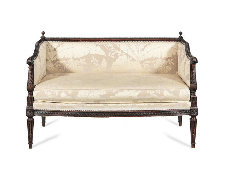 A small late 19th/early 20th century mahogany sofa or 'love seat'